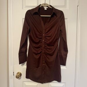 H&M Rushed Brown Dress